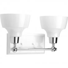 PROGRESS LIGHTING P300040-015 - Bramlett Collection Two-Light Polished Chrome White Metal Shade Coastal Bath Vanity Light