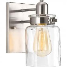 PROGRESS LIGHTING P300045-009 - Calhoun Collection One-Light Brushed Nickel Clear Glass Farmhouse Bath Vanity Light