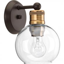 PROGRESS LIGHTING P300049-020 - Hansford Collection One-Light Antique Bronze Clear Glass Coastal Bath Vanity Light