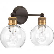 PROGRESS LIGHTING P300050-020 - Hansford Collection Two-Light Antique Bronze Clear Glass Coastal Bath Vanity Light