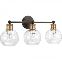 PROGRESS LIGHTING P300051-020 - Hansford Collection Three-Light Antique Bronze Clear Glass Coastal Bath Vanity Light