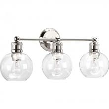 PROGRESS LIGHTING P300051-104 - Hansford Collection Three-Light Polished Nickel Clear Glass Coastal Bath Vanity Light