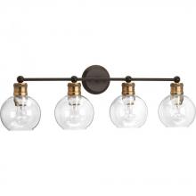 PROGRESS LIGHTING P300052-020 - Hansford Collection Four-Light Antique Bronze Clear Glass Coastal Bath Vanity Light
