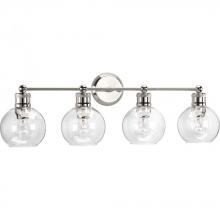 PROGRESS LIGHTING P300052-104 - Hansford Collection Four-Light Polished Nickel Clear Glass Coastal Bath Vanity Light