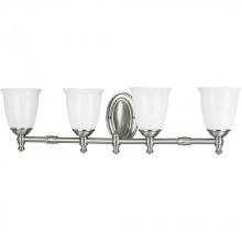 PROGRESS LIGHTING P3041-09 - Victorian Collection Four-Light Brushed Nickel White Opal Glass Farmhouse Bath Vanity Light