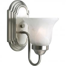 PROGRESS LIGHTING P3051-09 - One-Light Brushed Nickel Alabaster Glass Traditional Bath Vanity Light