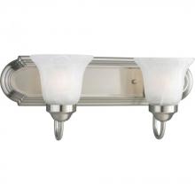 PROGRESS LIGHTING P3052-09 - Two-Light Brushed Nickel Alabaster Glass Traditional Bath Vanity Light