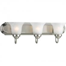 PROGRESS LIGHTING P3053-09 - Three-Light Brushed Nickel Alabaster Glass Traditional Bath Vanity Light