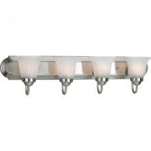 PROGRESS LIGHTING P3054-09 - Four-Light Brushed Nickel Alabaster Glass Traditional Bath Vanity Light