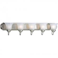 PROGRESS LIGHTING P3055-09 - Five-Light Brushed Nickel Alabaster Glass Traditional Bath Vanity Light