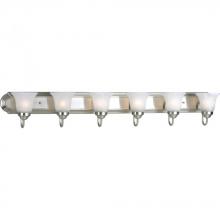 PROGRESS LIGHTING P3056-09 - Six-Light Brushed Nickel Alabaster Glass Traditional Bath Vanity Light