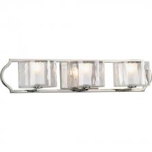 PROGRESS LIGHTING P3077-104WB - Caress Collection Three-Light Polished Nickel Clear Water Glass Luxe Bath Vanity Light