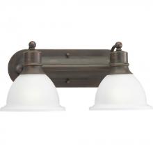 PROGRESS LIGHTING P3162-20 - Madison Collection Two-Light Antique Bronze Etched Glass Traditional Bath Vanity Light