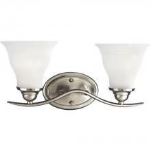 PROGRESS LIGHTING P3191-09 - Trinity Collection Two-Light Brushed Nickel Etched Glass Traditional Bath Vanity Light