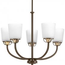 PROGRESS LIGHTING P400009-020 - West Village Collection Five-Light Antique Bronze Etched Double Prismatic Glass Farmhouse Chandelier