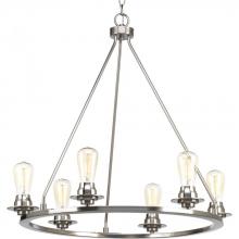 PROGRESS LIGHTING P400015-009 - Debut Collection Six-Light Brushed Nickel Farmhouse Chandelier Light