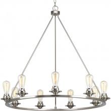 PROGRESS LIGHTING P400016-009 - Debut Collection Nine-Light Brushed Nickel Farmhouse Chandelier Light