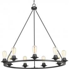 PROGRESS LIGHTING P400016-143 - Debut Collection Nine-Light Graphite Farmhouse Chandelier Light