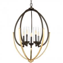 PROGRESS LIGHTING P400025-020 - Evoke Collection Five-Light Antique Bronze Clear Glass Luxe Chandelier Light