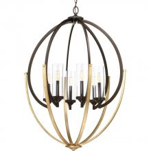 PROGRESS LIGHTING P400026-020 - Evoke Collection Six-Light Antique Bronze Clear Glass Luxe Chandelier Light