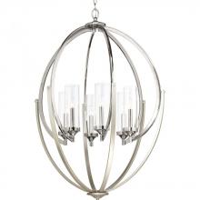 PROGRESS LIGHTING P400026-104 - Evoke Collection Six-Light Polished Nickel Clear Glass Luxe Chandelier Light