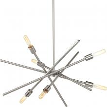 PROGRESS LIGHTING P400108-009 - Astra Collection Six-Light Brushed Nickel Mid-Century Modern Chandelier Light