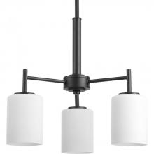 PROGRESS LIGHTING P4318-31 - Replay Collection Three-Light Textured Black Etched White Glass Modern Chandelier Light