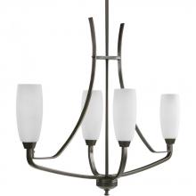 PROGRESS LIGHTING P4435-20 - Wisten Collection Four-Light Antique Bronze Etched Glass Modern Chandelier Light