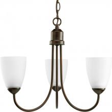 PROGRESS LIGHTING P4440-20 - Gather Collection Three-Light Antique Bronze Etched Glass Traditional Chandelier Light