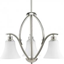 PROGRESS LIGHTING P4489-09 - Joy Collection Three-Light Brushed Nickel Etched Glass Traditional Chandelier Light