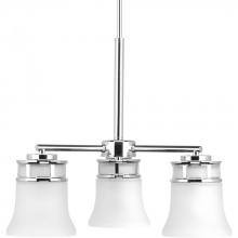 PROGRESS LIGHTING P4612-15 - Cascadia Collection Three-Light Polished Chrome Etched Glass Coastal Chandelier Light