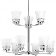 PROGRESS LIGHTING P4614-15 - Cascadia Collection Nine-Light Polished Chrome Etched Glass Coastal Chandelier Light