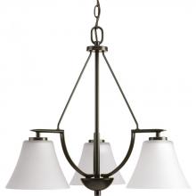 PROGRESS LIGHTING P4621-20W - Bravo Collection Three-Light Antique Bronze Etched Glass Modern Chandelier Light