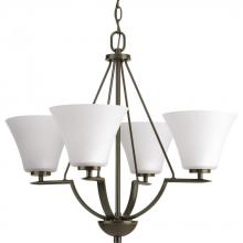 PROGRESS LIGHTING P4622-20W - Bravo Collection Four-Light Antique Bronze Etched Glass Modern Chandelier Light