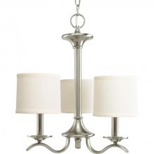 PROGRESS LIGHTING P4632-09 - Inspire Collection Three-Light Brushed Nickel Off-White Linen Shade Traditional Chandelier Light