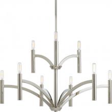 PROGRESS LIGHTING P4719-104 - Draper Collection Nine-Light Polished Nickel Luxe Chandelier Light