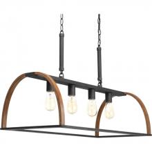 PROGRESS LIGHTING P4720-71 - Trestle Collection Four-Light Gilded Iron Farmhouse Chandelier Light