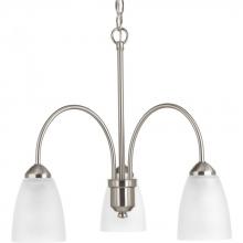 PROGRESS LIGHTING P4734-09 - Gather Collection Three-Light Brushed Nickel Etched Glass Traditional Chandelier Light