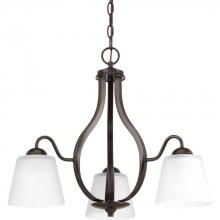 PROGRESS LIGHTING P4745-20 - Arden Collection Three-Light Antique Bronze Etched Glass Farmhouse Chandelier Light