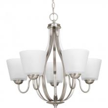 PROGRESS LIGHTING P4746-09 - Arden Collection Five-Light Brushed Nickel Etched Glass Farmhouse Chandelier Light