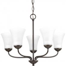 PROGRESS LIGHTING P4770-20 - Classic Collection Five-Light Antique Bronze Etched Glass Traditional Chandelier Light