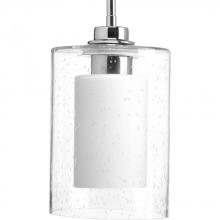 PROGRESS LIGHTING P500018-015 - Double Glass One-Light Polished Chrome Etched White Inside/Seeded Glass Outside Glass Farmhouse Pend