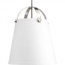 PROGRESS LIGHTING P500046-104 - Galley Collection Two-Light Polished Nickel Linen Shade Coastal Pendant Light