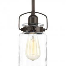 PROGRESS LIGHTING P500055-020 - Calhoun Collection One-Light Antique Bronze Clear Glass Farmhouse Mini-Pendant Light