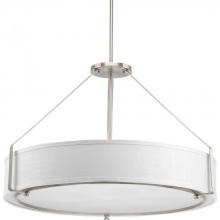 PROGRESS LIGHTING P5021-09 - Ratio Collection Six-Light Brushed Nickel Fabric Shade Coastal Pendant Light