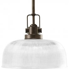 PROGRESS LIGHTING P5026-74 - Archie Collection One-Light Venetian Bronze Clear Prismatic Glass Coastal Pendant Light