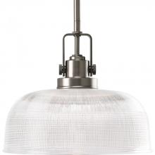 PROGRESS LIGHTING P5026-81 - Archie Collection One-Light Antique Nickel Clear Prismatic Glass Coastal Pendant Light