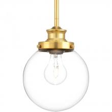 PROGRESS LIGHTING P5067-137 - Penn Collection One-Light Natural Brass Clear Glass Farmhouse Mini-Pendant Light