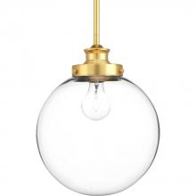 PROGRESS LIGHTING P5070-137 - Penn Collection One-Light Natural Brass Clear Glass Farmhouse Pendant Light