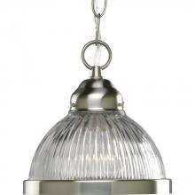 PROGRESS LIGHTING P5080-09 - Prismatic Glass Collection One-Light Brushed Nickel Clear Prismatic Glass Traditional Mini-Pendant L